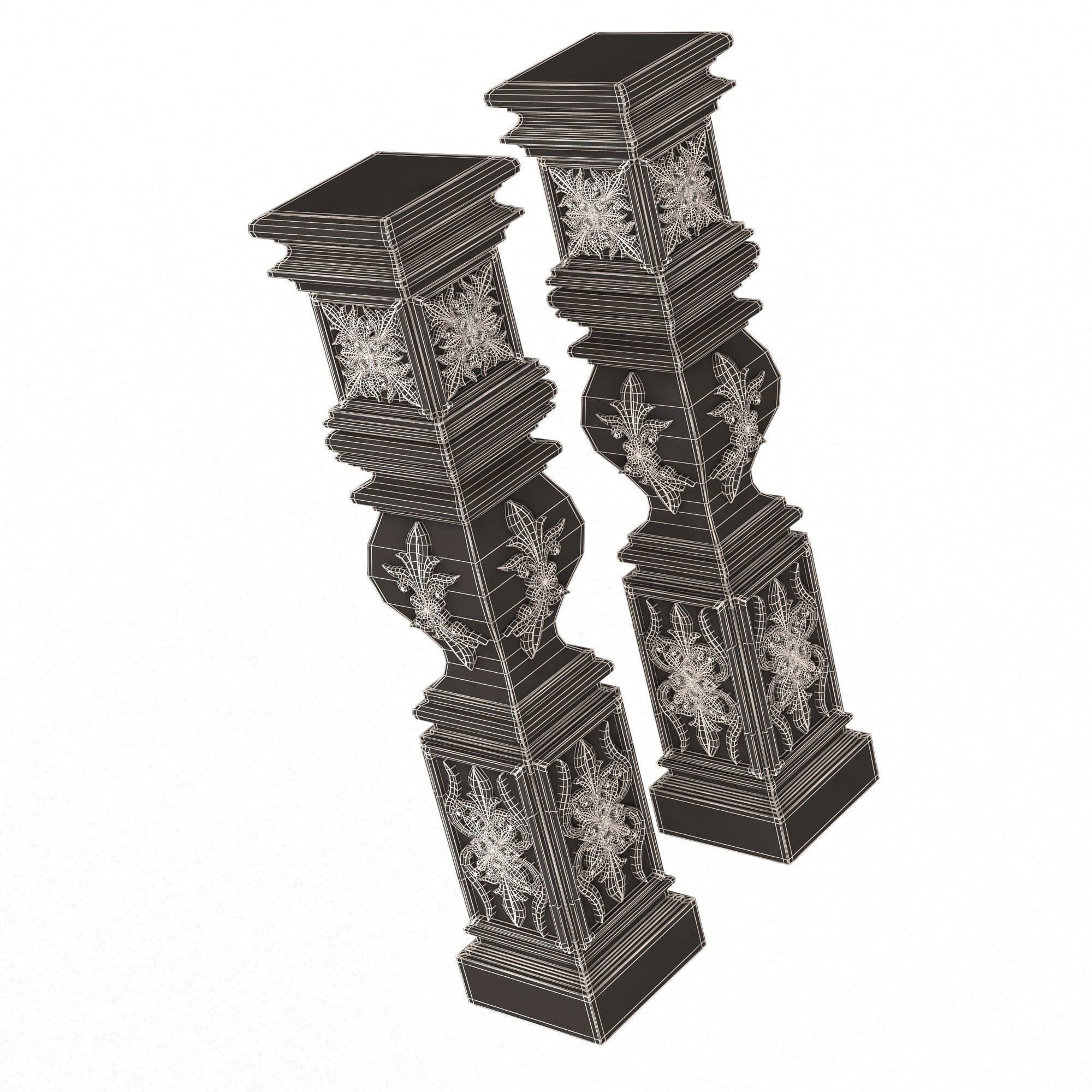 Stair Baluster 09 Low-poly 3D model_10