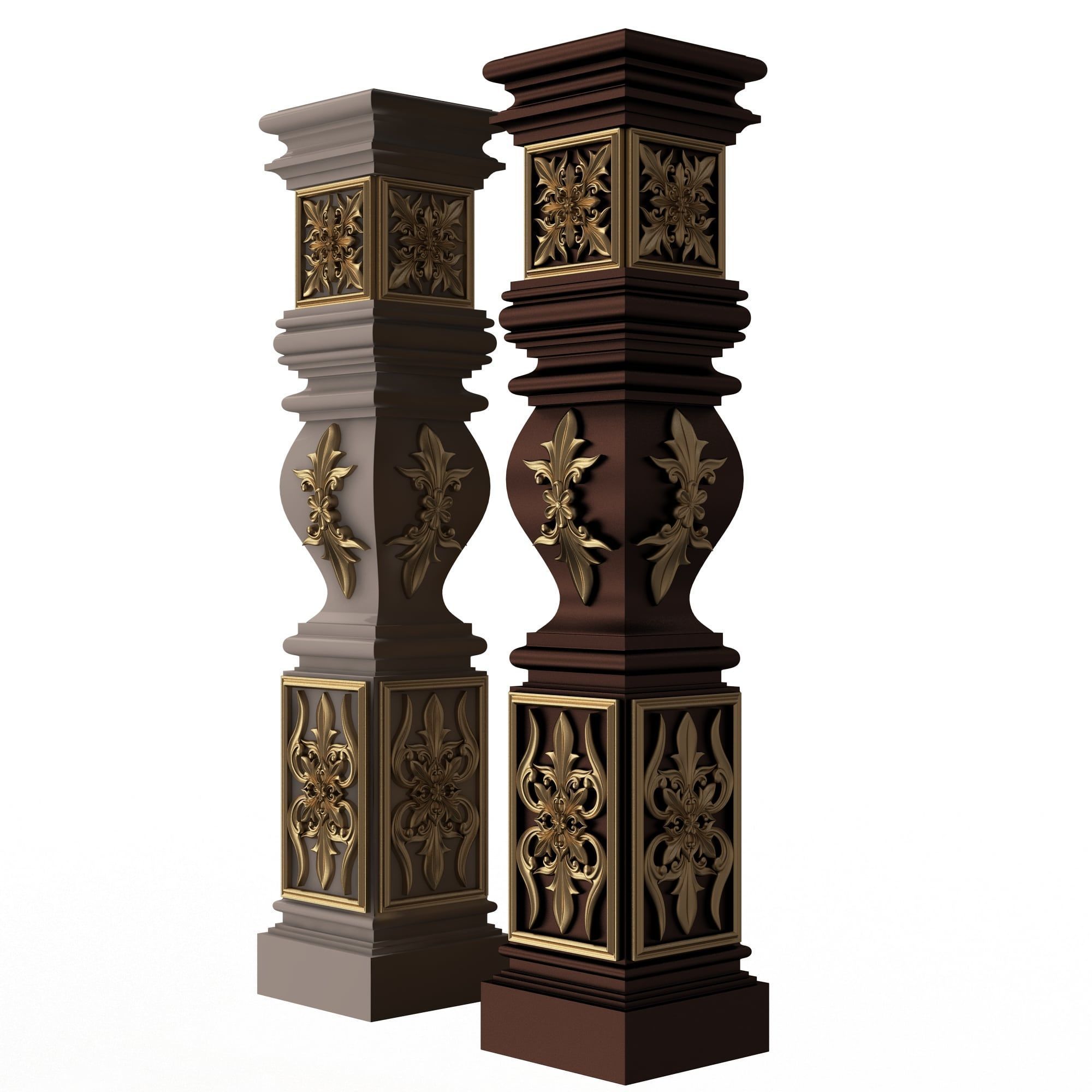 Stair Baluster 09 Low-poly 3D model_3