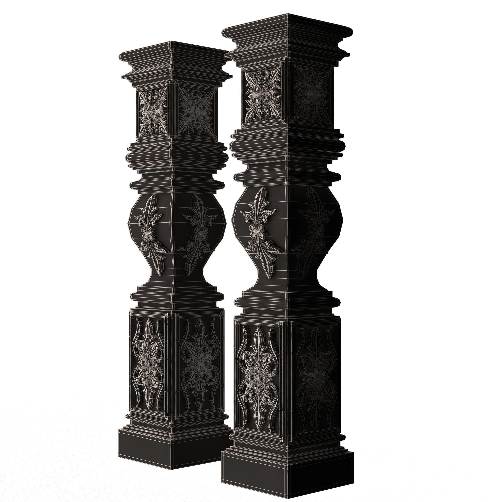 Stair Baluster 09 Low-poly 3D model_18