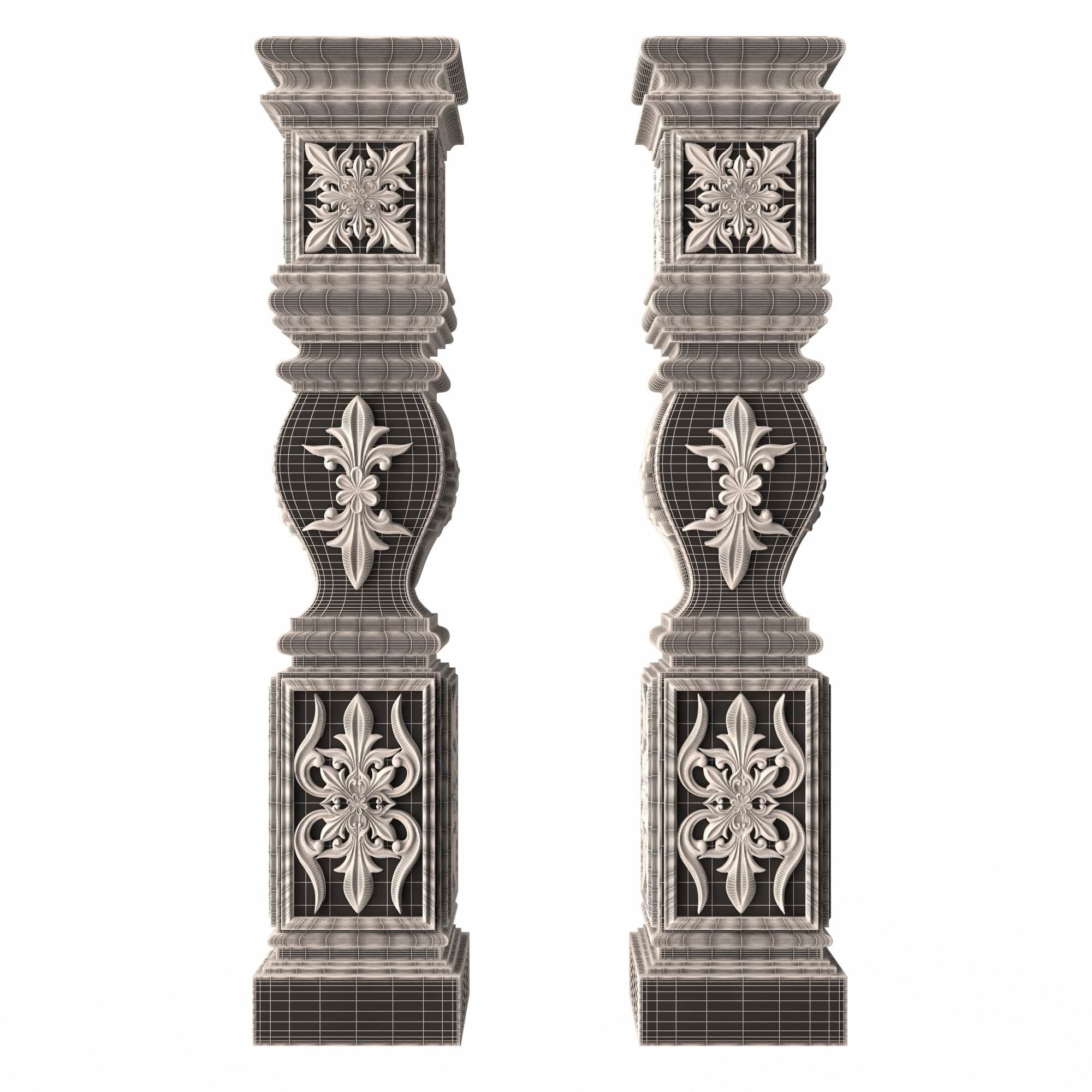 Stair Baluster 09 Low-poly 3D model_7