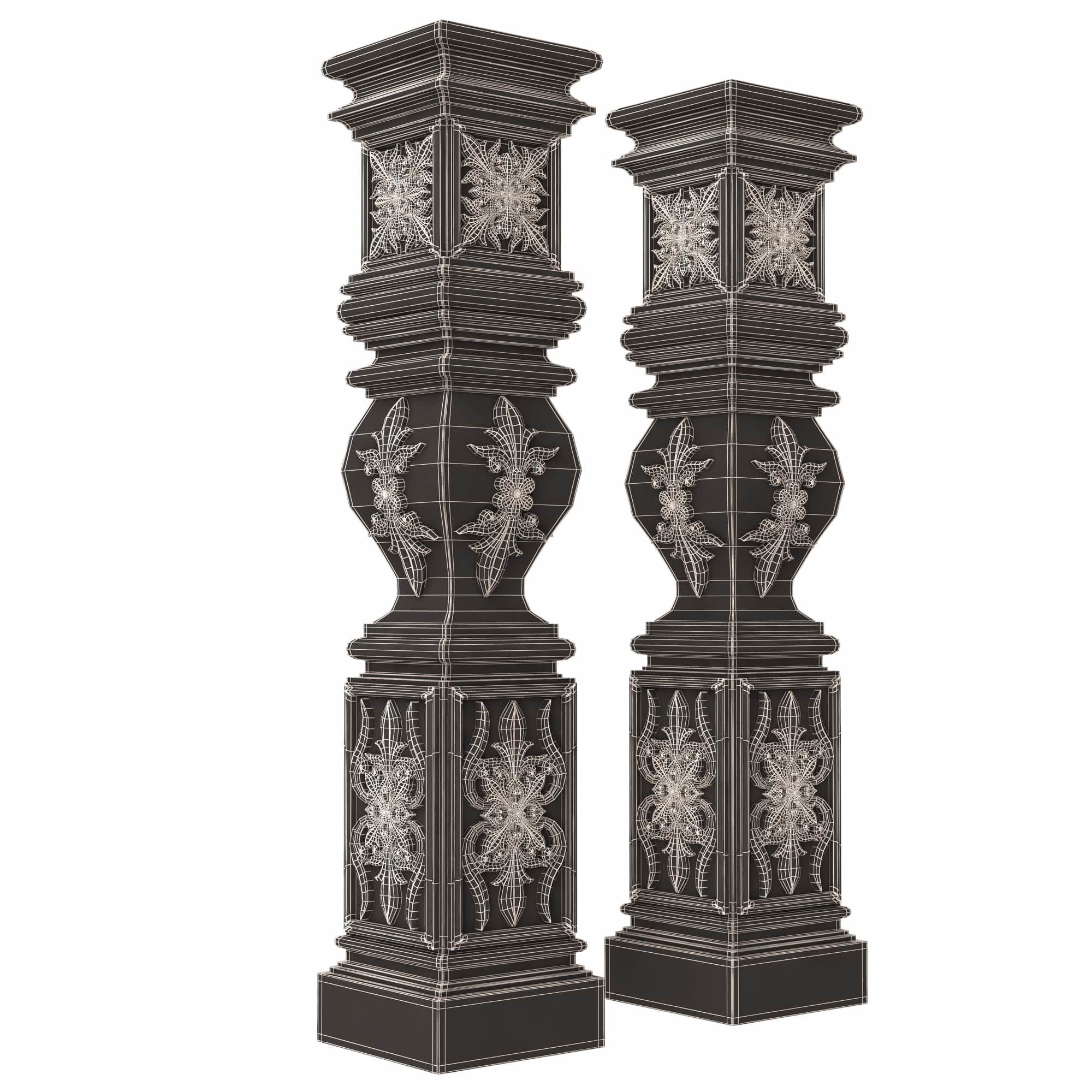 Stair Baluster 09 Low-poly 3D model_8