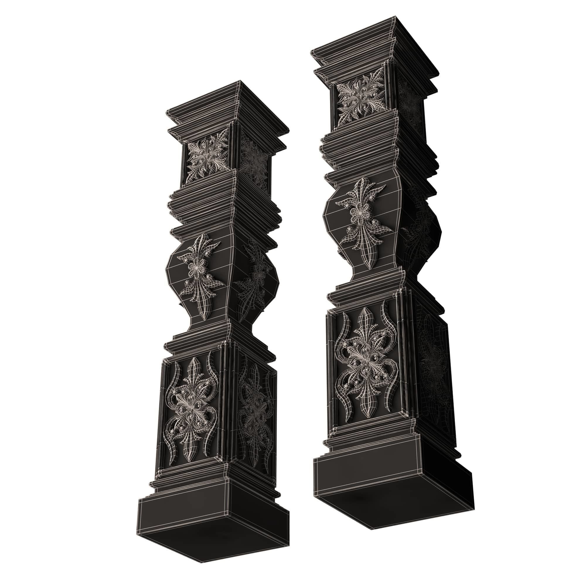 Stair Baluster 09 Low-poly 3D model_9