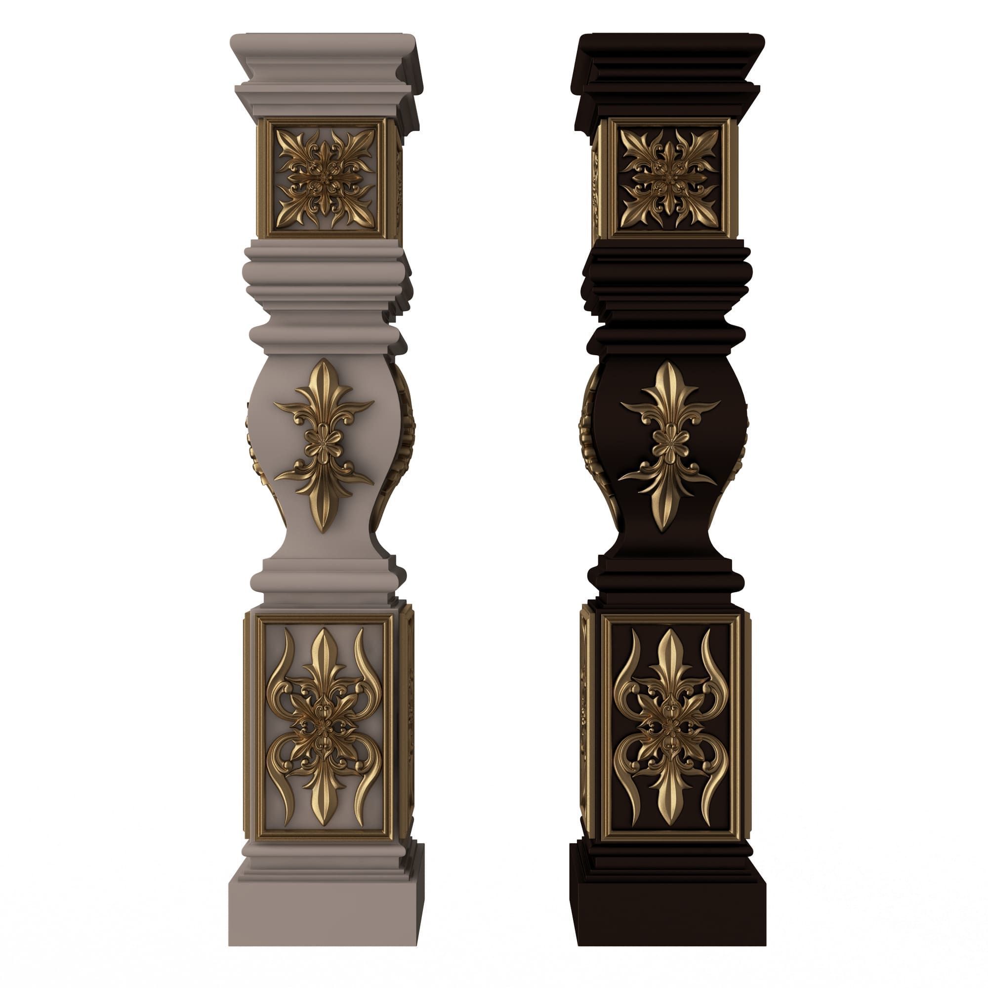 Stair Baluster 09 Low-poly 3D model_1