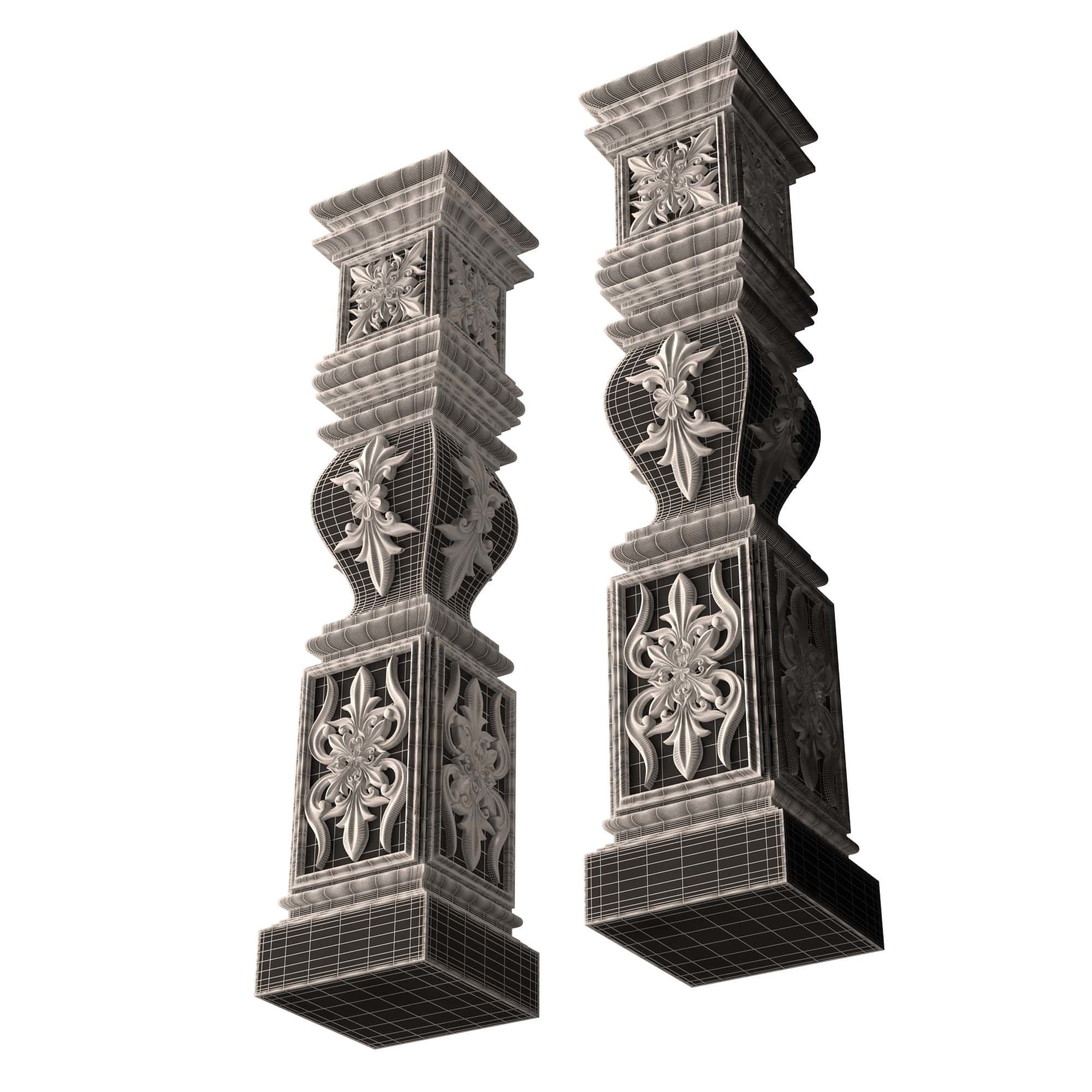 Stair Baluster 09 Low-poly 3D model_14