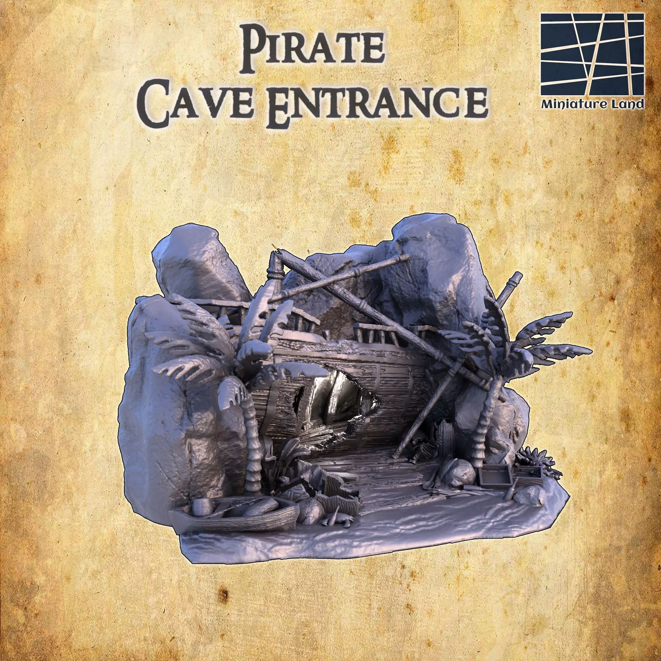 Pirate Cave Entrance Tabletop Terrain 28 MM 3D print model