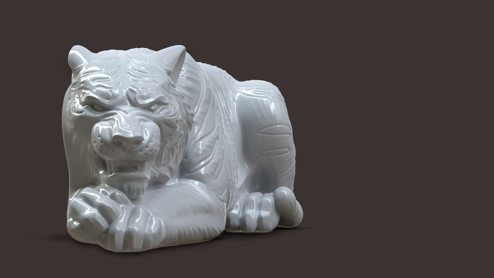 Tiger bas-relief 3D print model_2