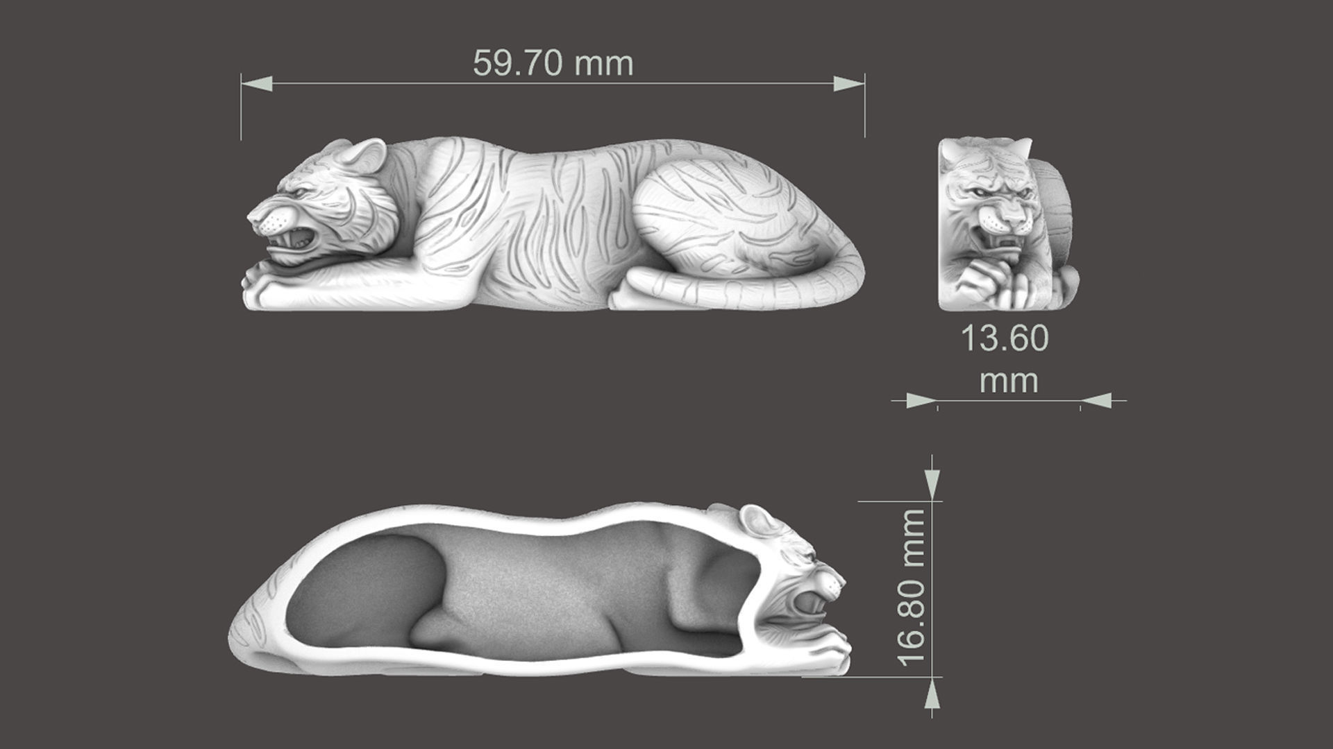 Tiger bas-relief 3D print model_6