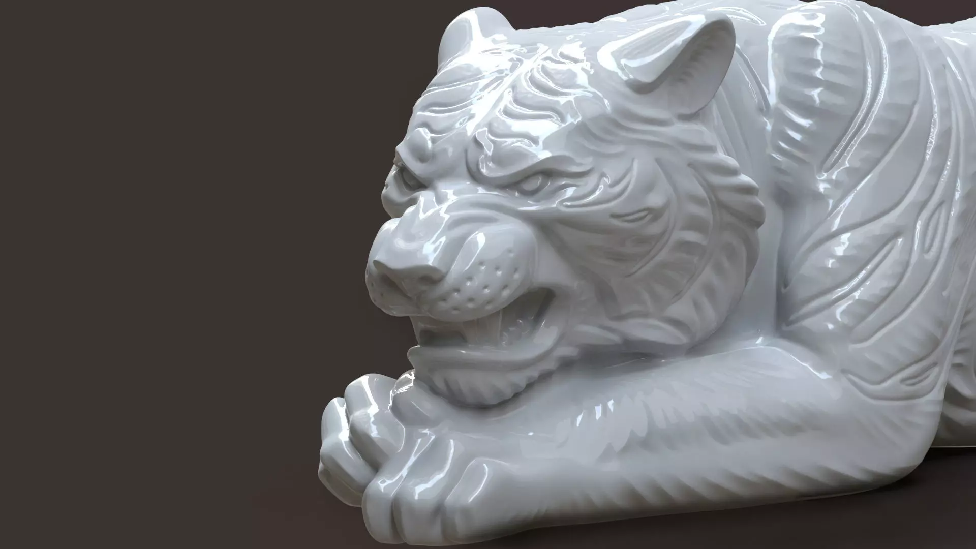 Tiger bas-relief 3D print model_0