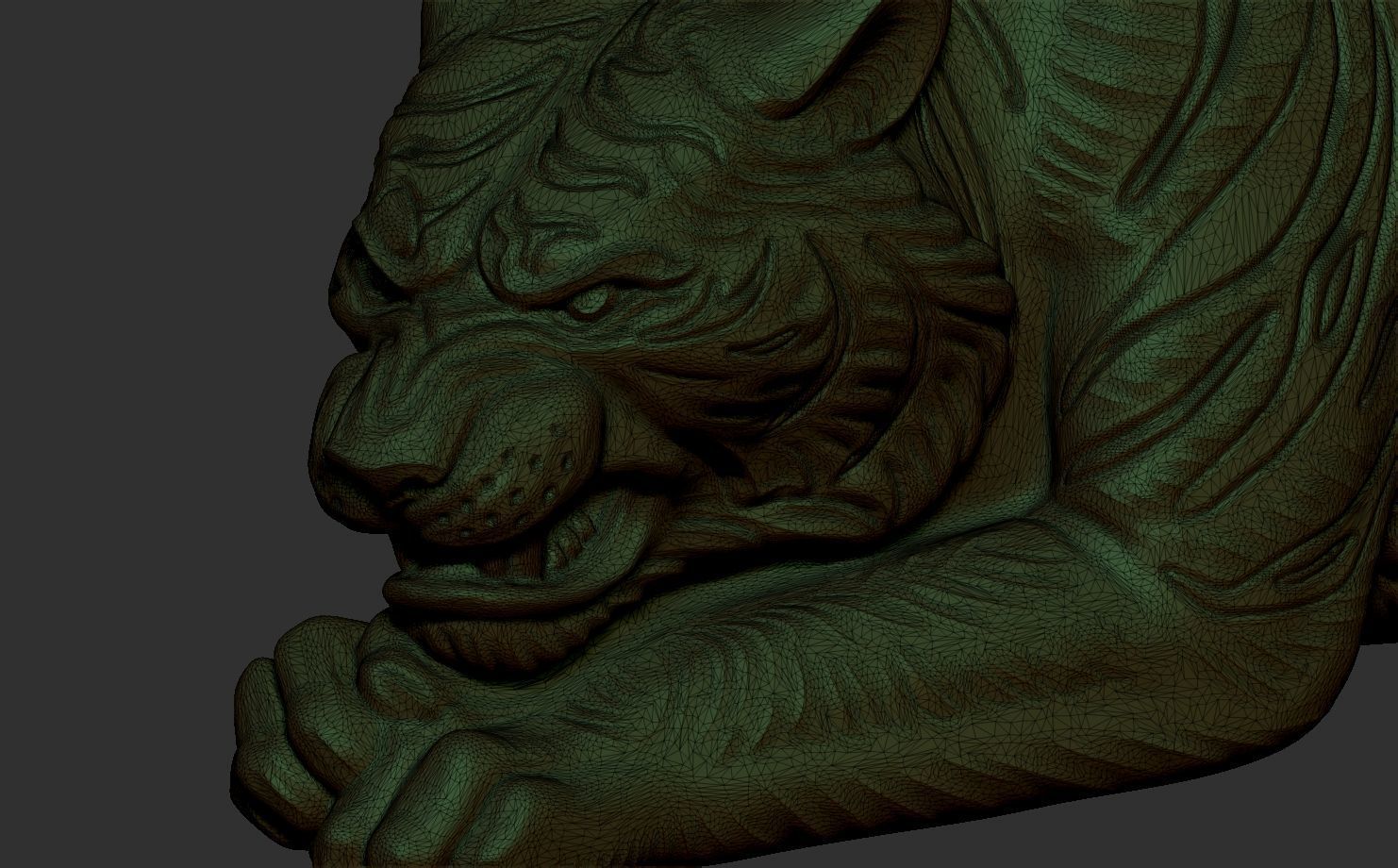 Tiger bas-relief 3D print model_5