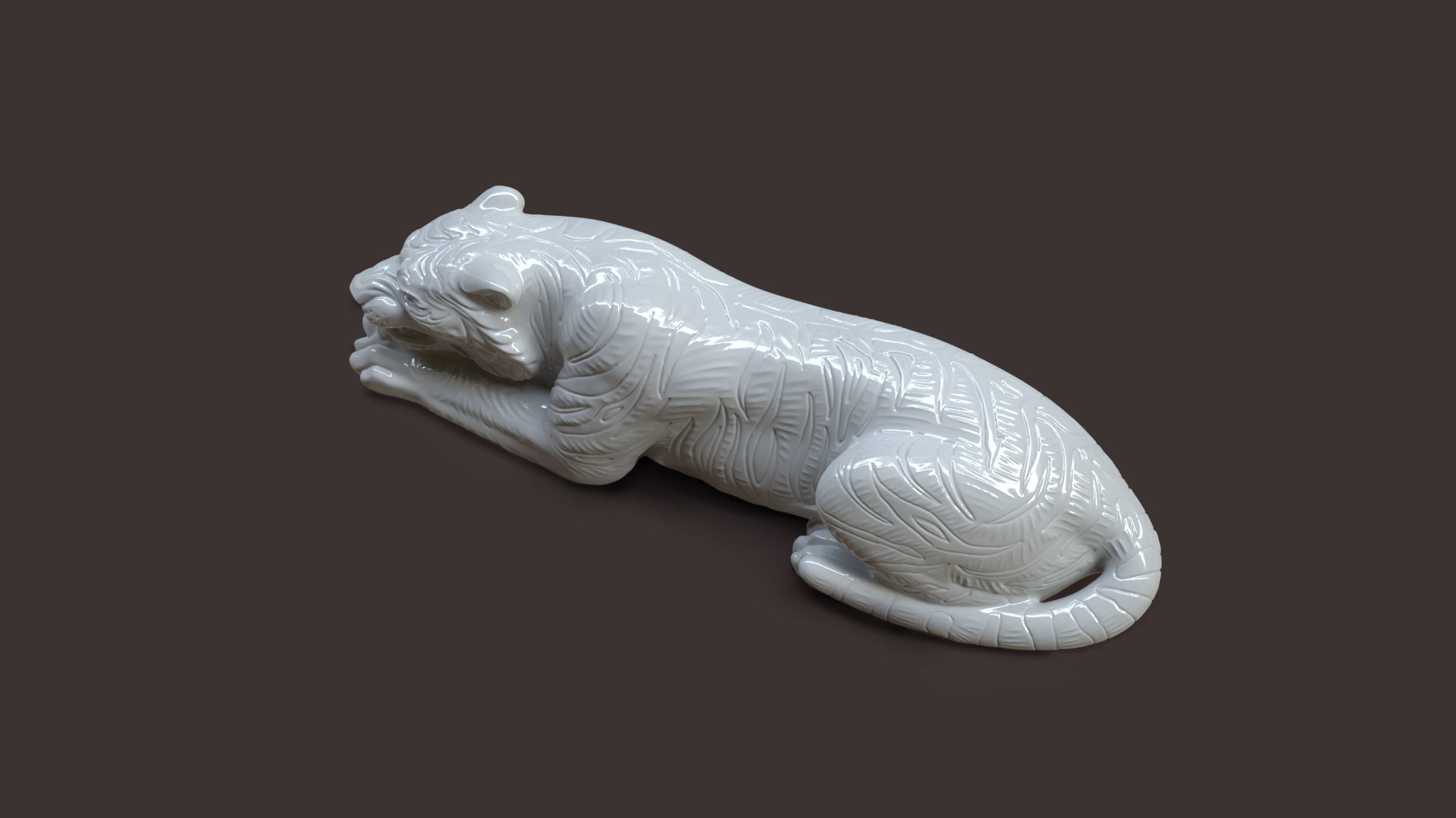 Tiger bas-relief 3D print model_4