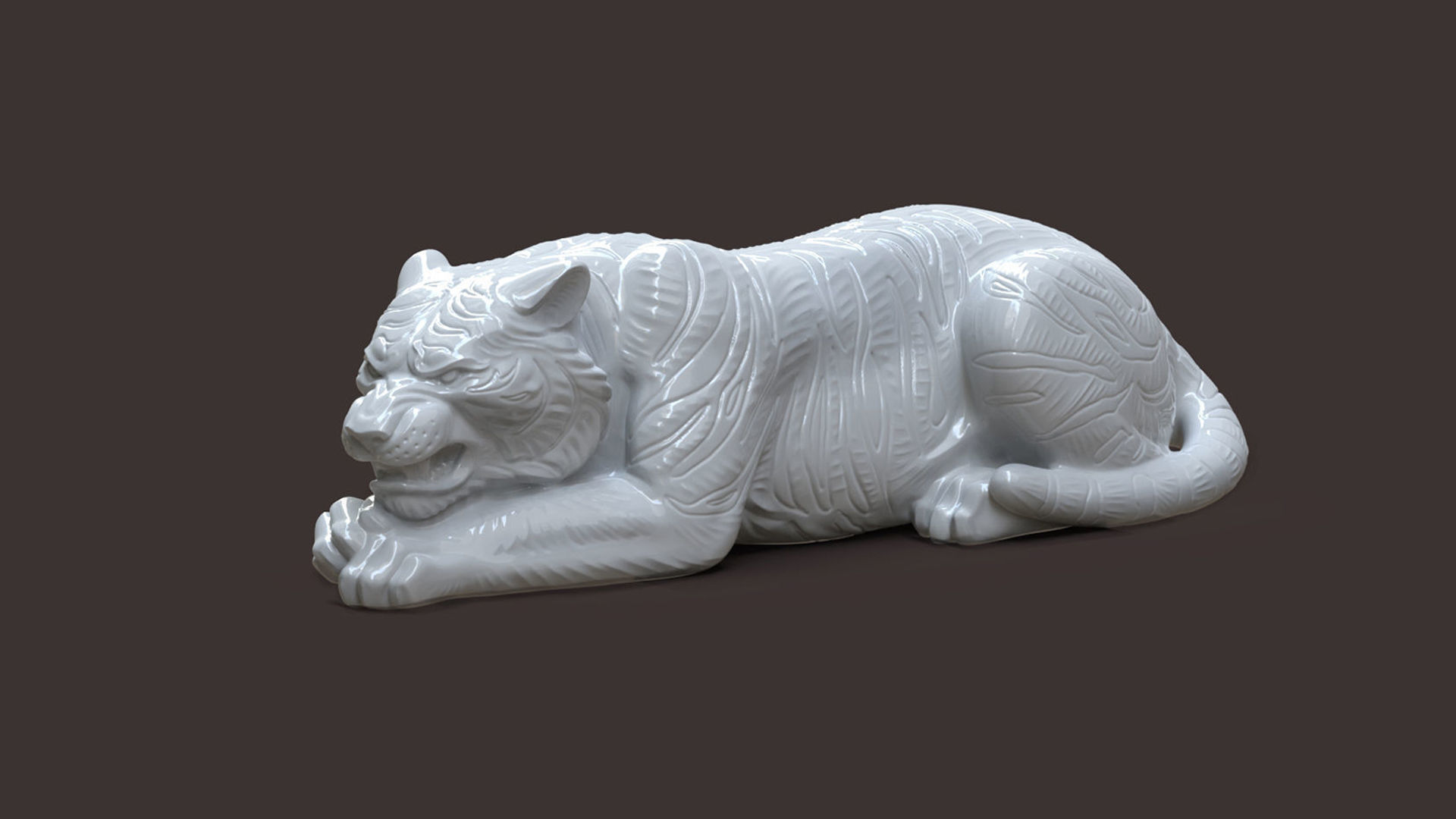 Tiger bas-relief 3D print model_3
