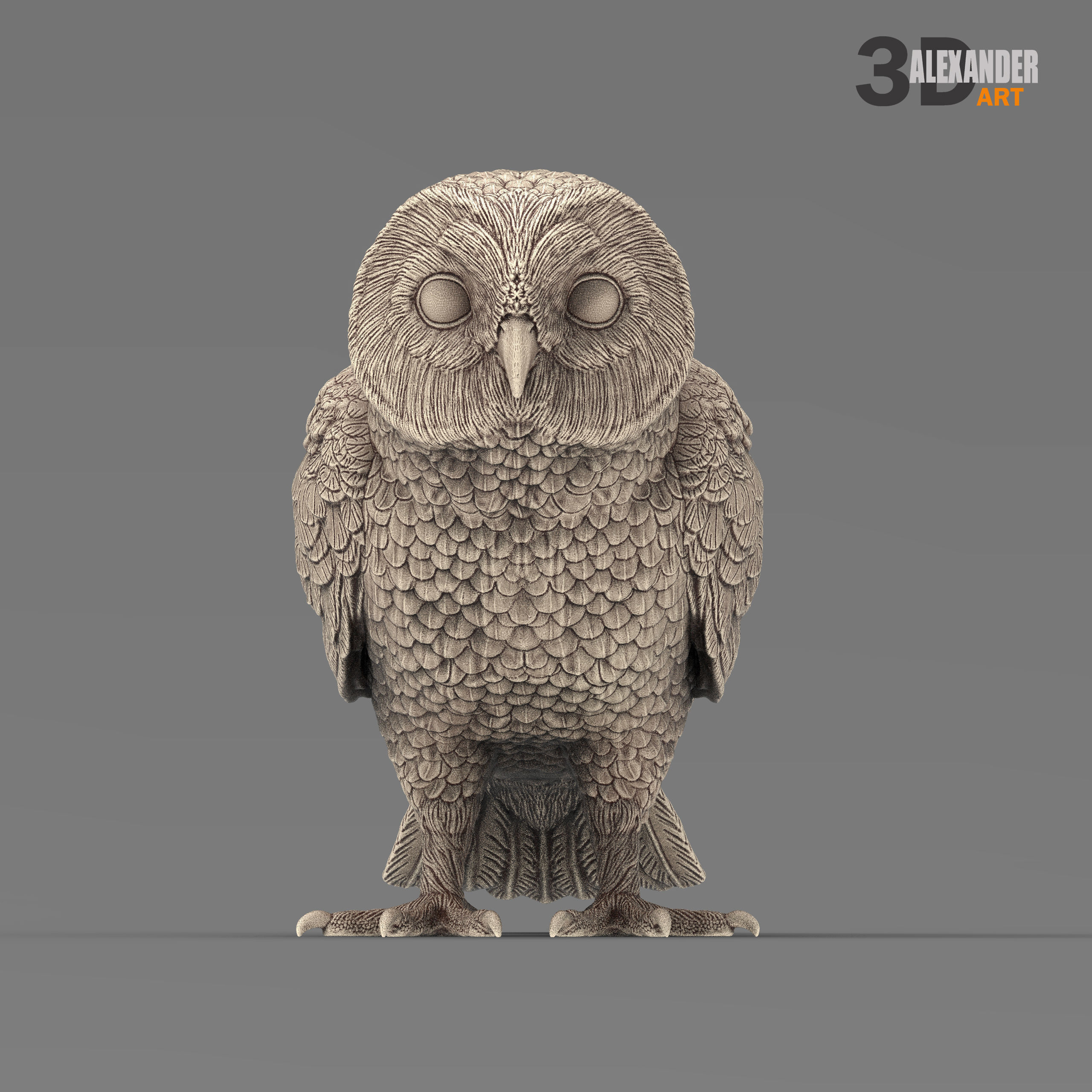 Short-eared Owl 3D print model_5