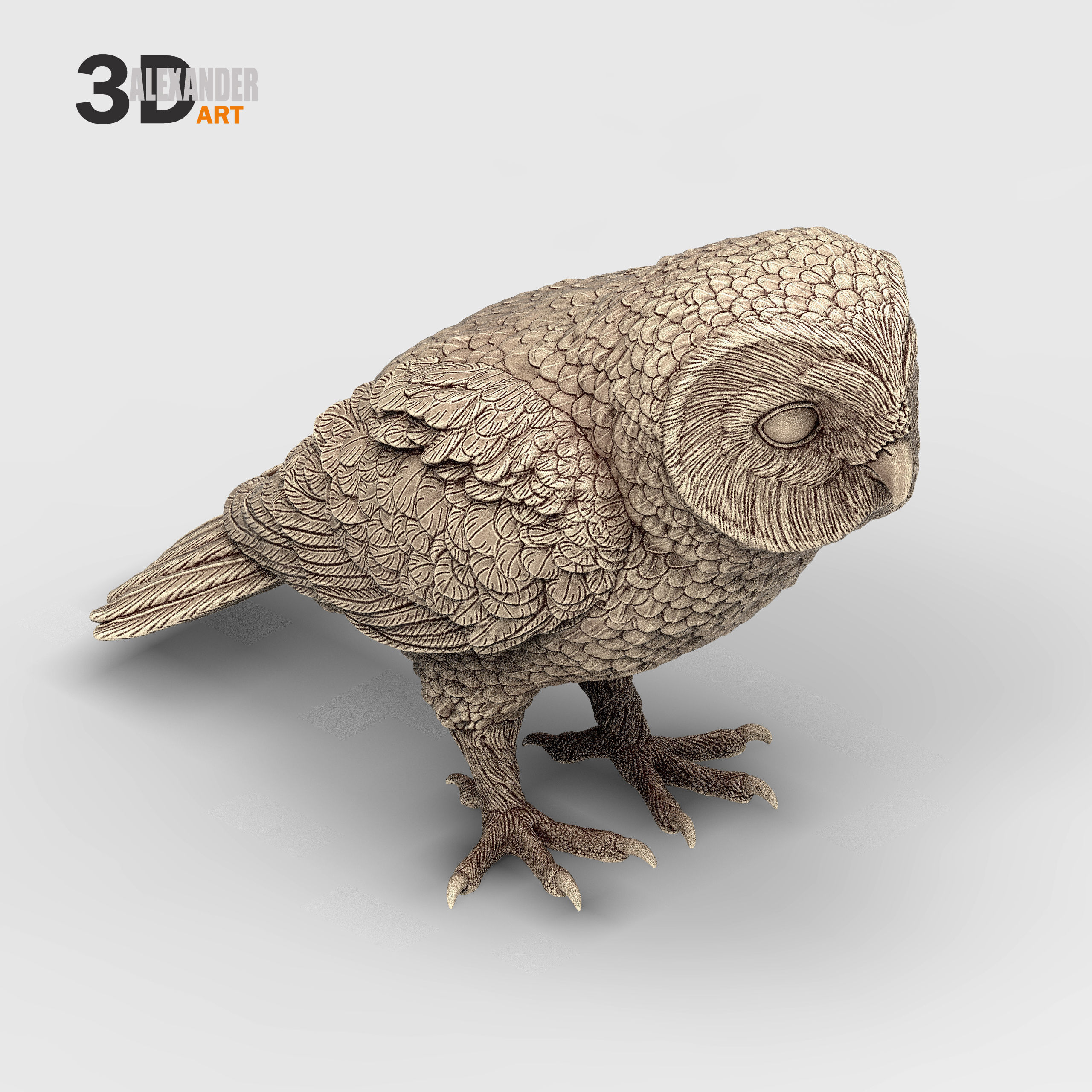 Short-eared Owl 3D print model_3