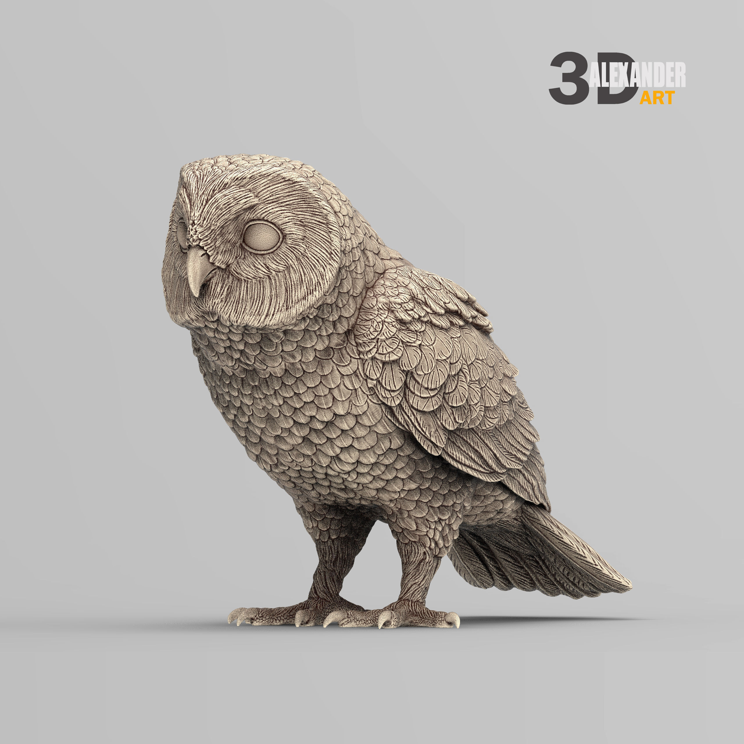 Short-eared Owl 3D print model_2