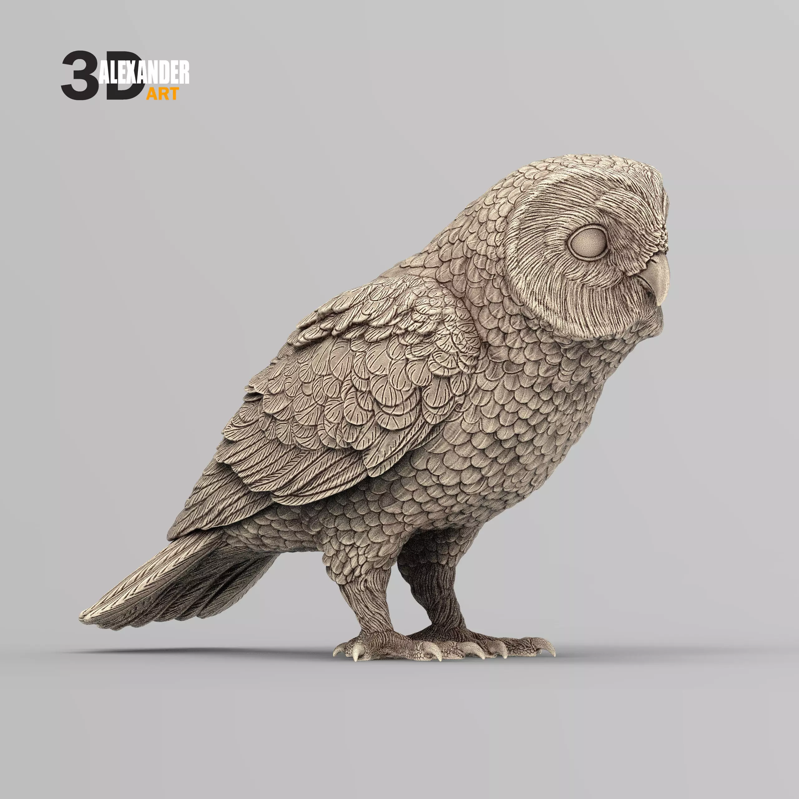 Short-eared Owl 3D print model_0