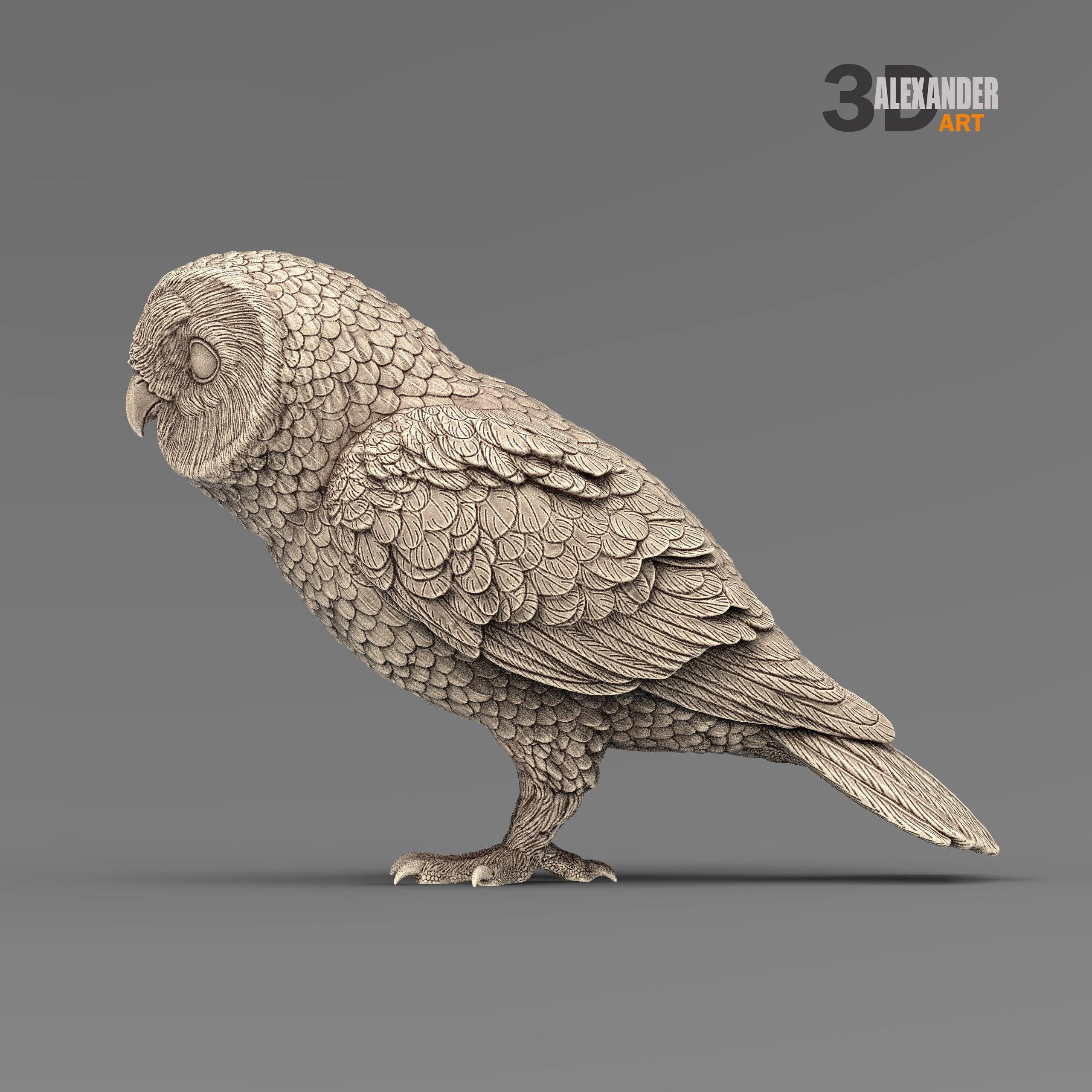 Short-eared Owl 3D print model_1