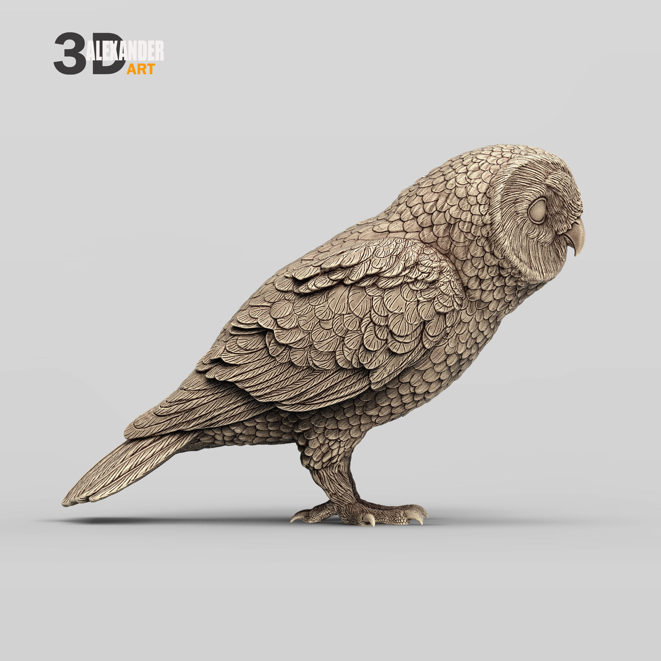 Short-eared Owl 3D print model_4