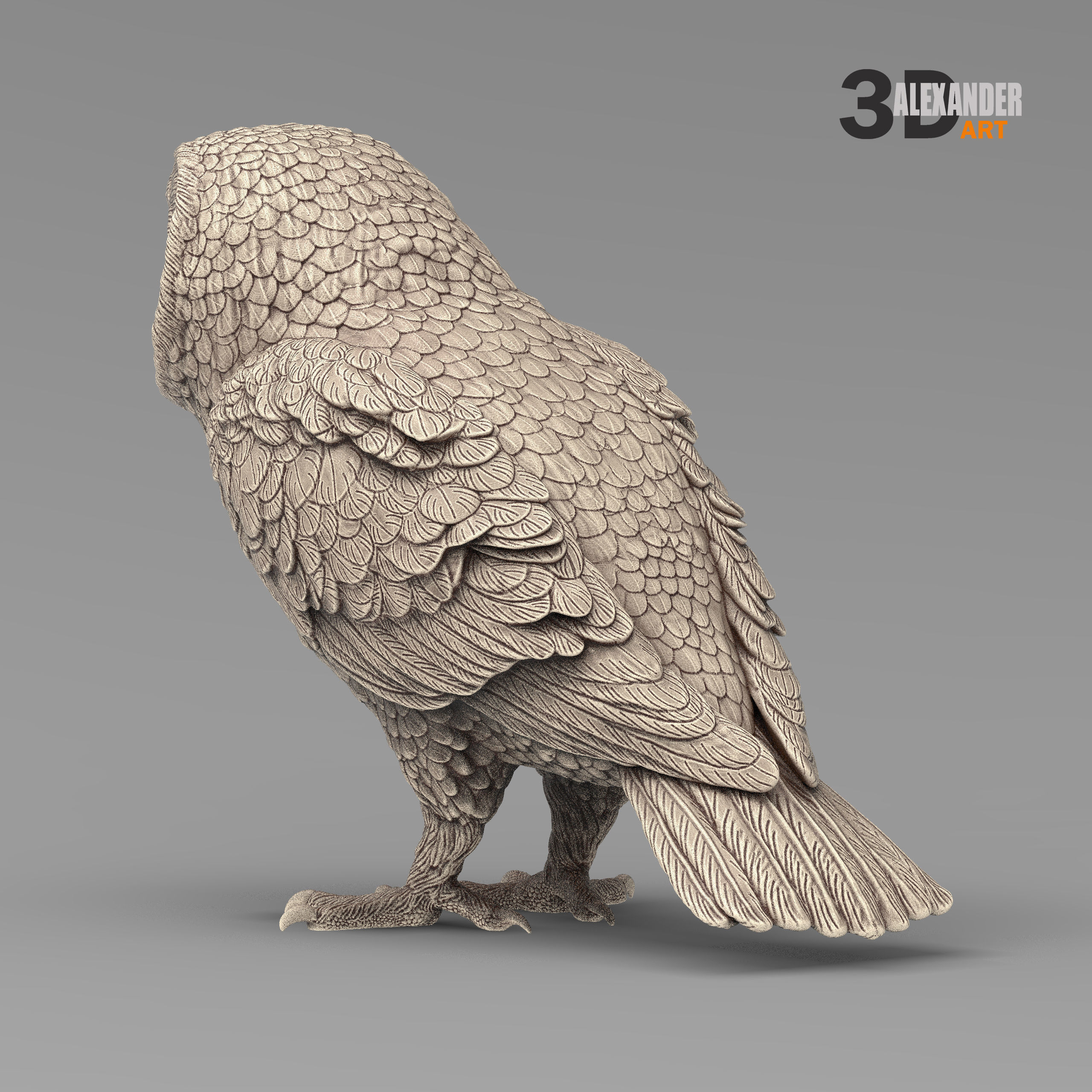 Short-eared Owl 3D print model_6