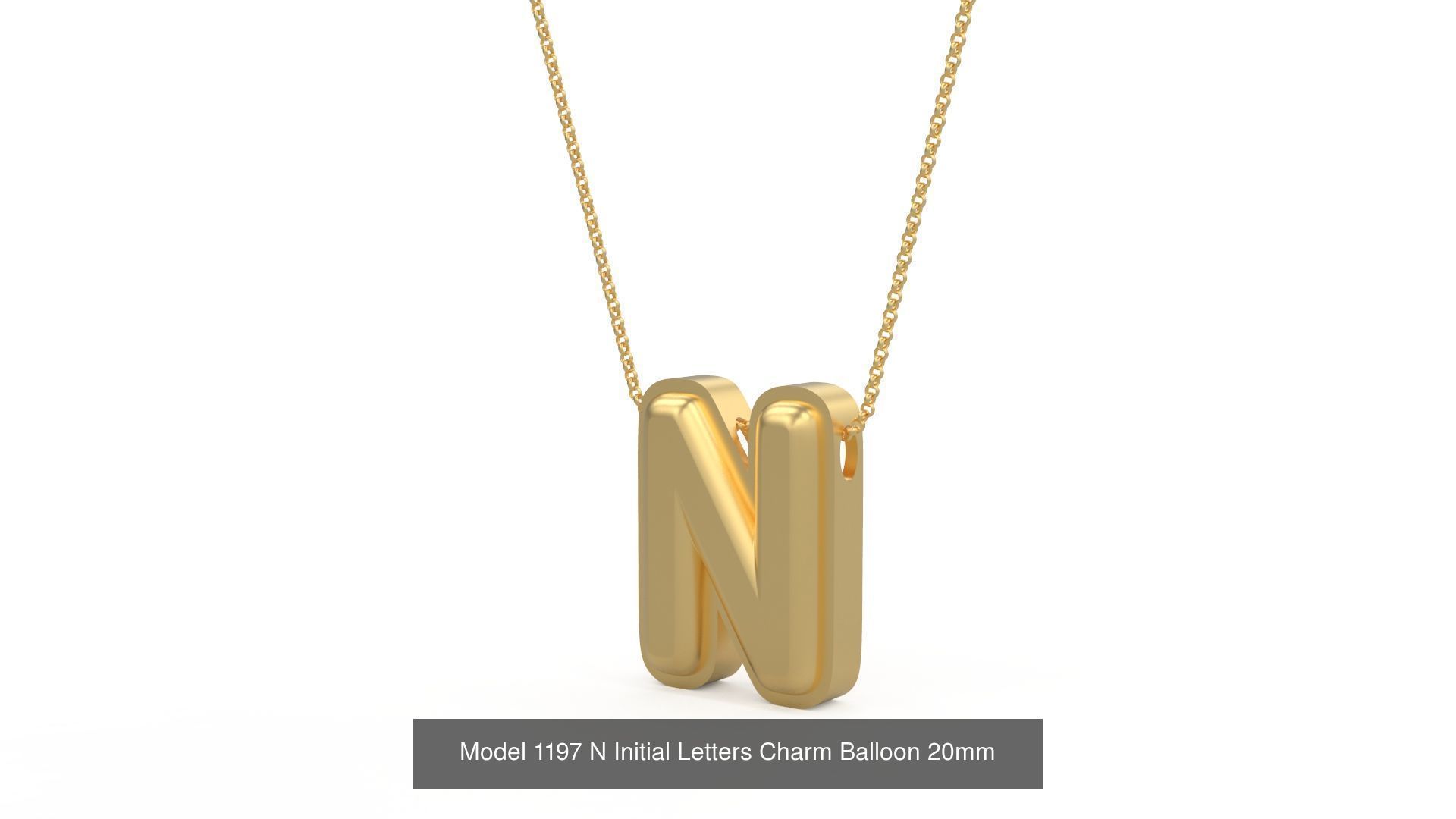 Initial Letters Charm Alphabet Balloon 20mm 3D Model Collection_17