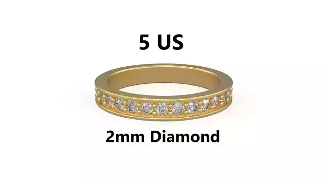 Model 1210 Eternity Diamond Band Ring 5 US Size 2mm Diamond 3D print model