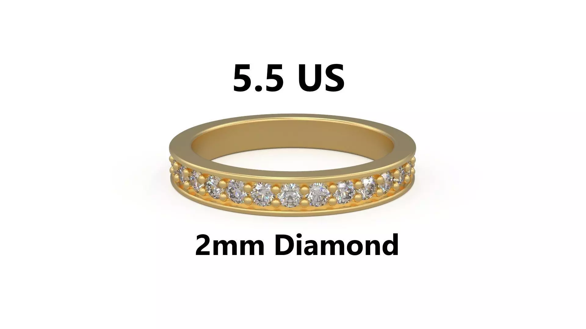 Model 1211 Eternity Diamond Band Ring 5 and half US Size 2mm Dia 3D print model