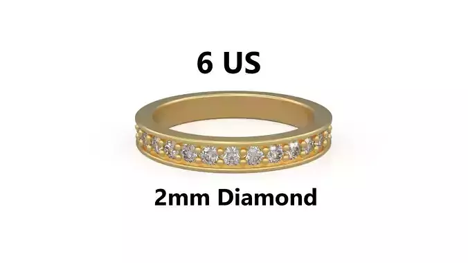 Model 1212 Eternity Diamond Band Ring 6 US Size 2mm Diamond 3D print model