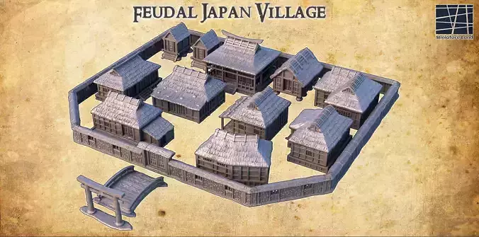 Feudal Japanese Village Tabletop Terrain 28 MM