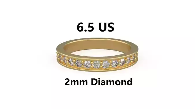 Model 1213 Eternity Diamond Band Ring 6 and half US Size 2mm Dia 3D print model