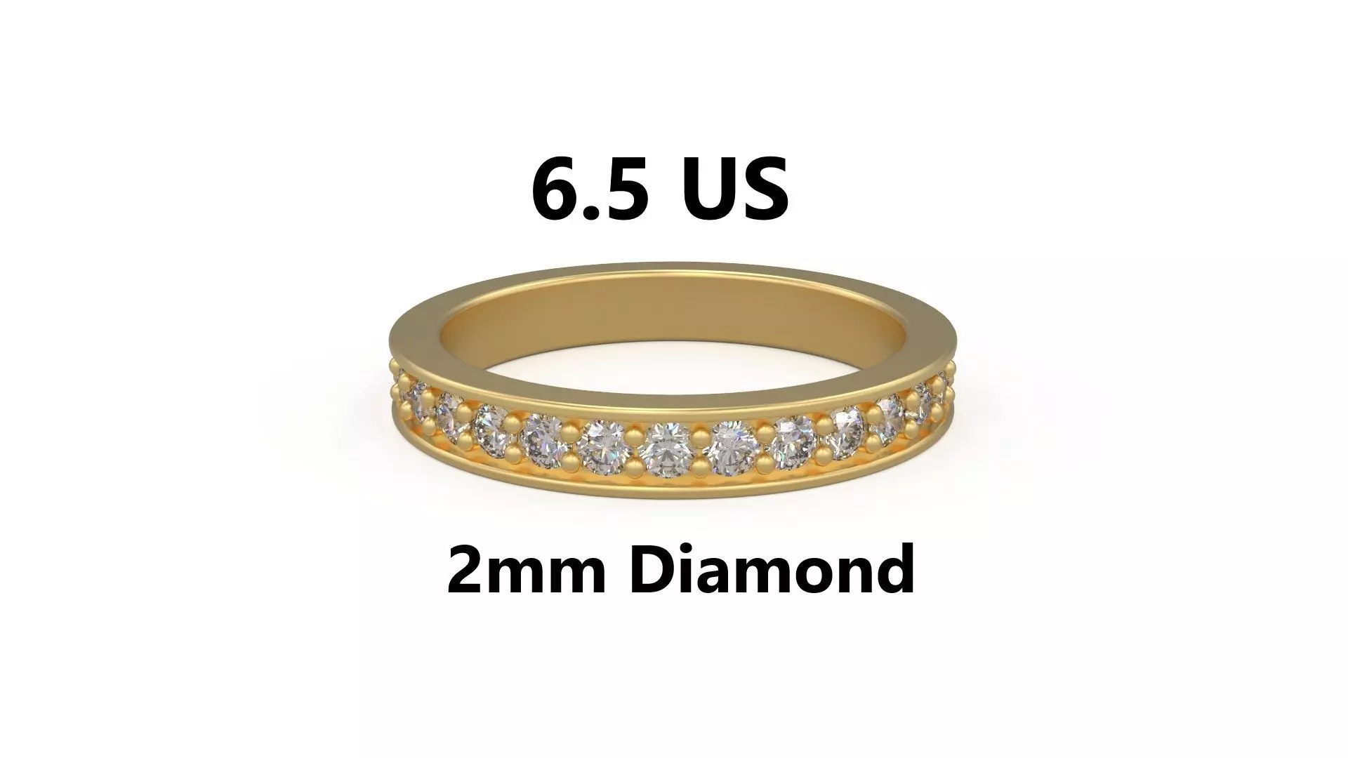 Model 1213 Eternity Diamond Band Ring 6 and half US Size 2mm Dia 3D print model