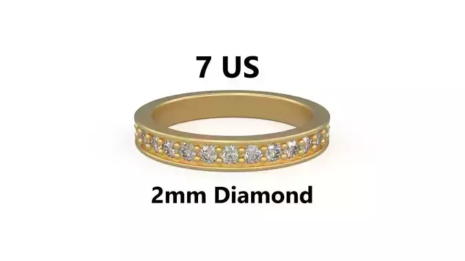 Model 1214 Eternity Diamond Band Ring 7 US Size 2mm Diamond 3D print model