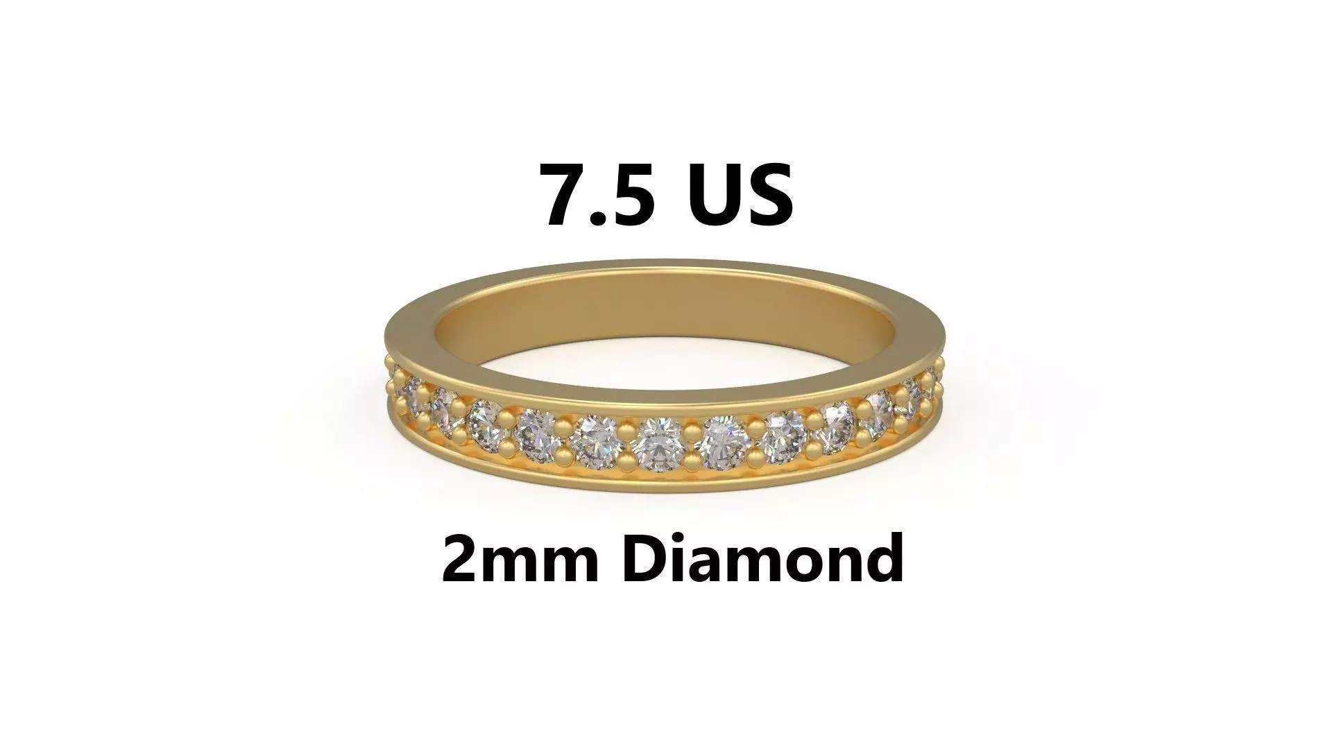 Model 1215 Eternity Diamond Band Ring 7 and half US Size 2mm Dia 3D print model