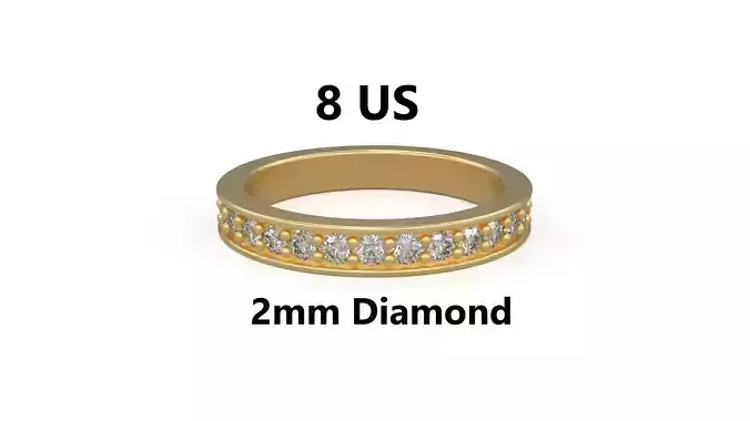 Model 1216 Eternity Diamond Band Ring 8 US Size 2mm Diamond 3D print model