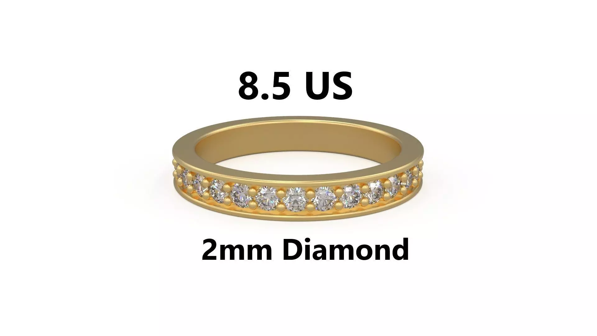 Model 1217 Eternity Diamond Band Ring 8 and half US Size 2mm Dia 3D print model