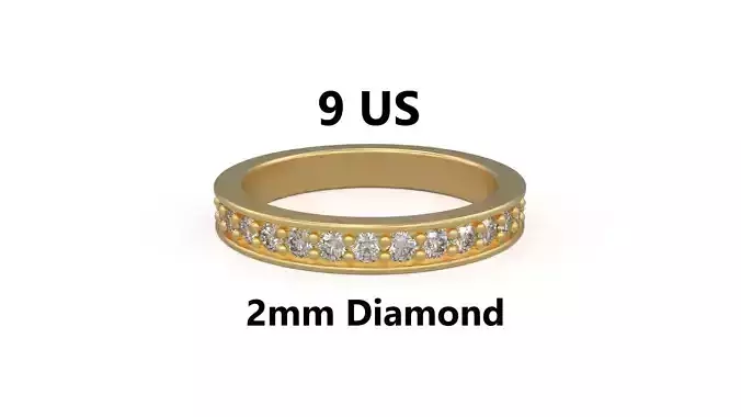 Model 1218 Eternity Diamond Band Ring 9 US Size 2mm Diamond 3D print model