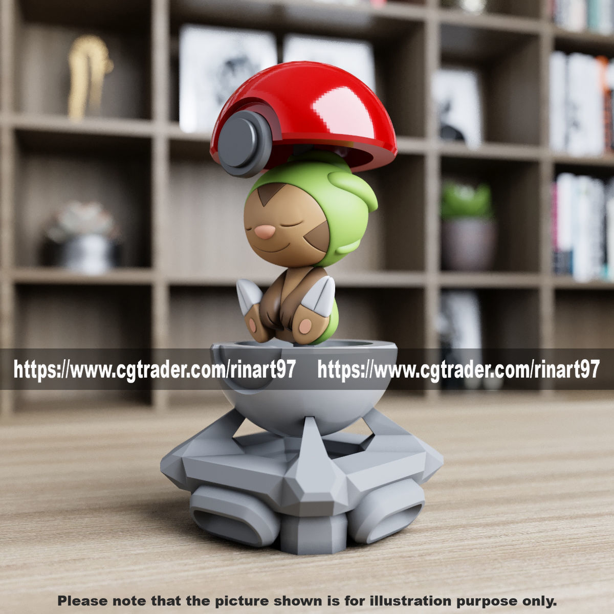 Chespin in the pokeball from Pokemon 3D print model_3
