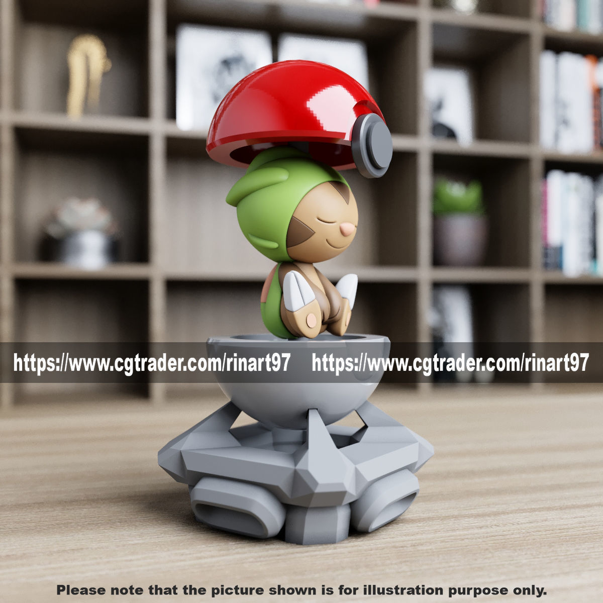 Chespin in the pokeball from Pokemon 3D print model_2