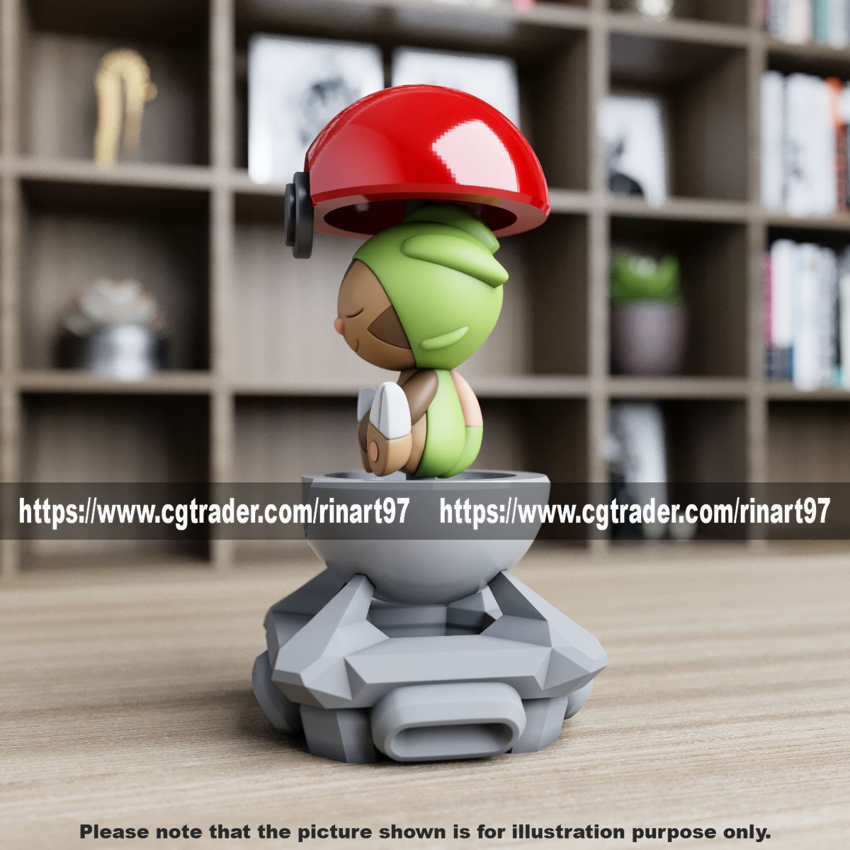 Chespin in the pokeball from Pokemon 3D print model_5