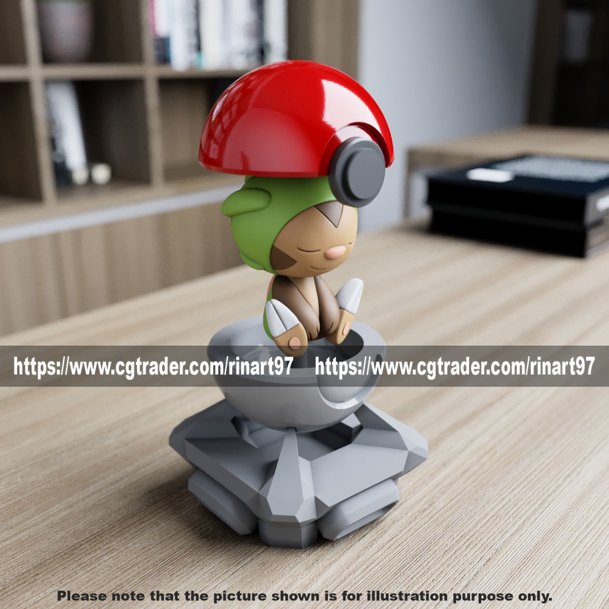 Chespin in the pokeball from Pokemon 3D print model_13