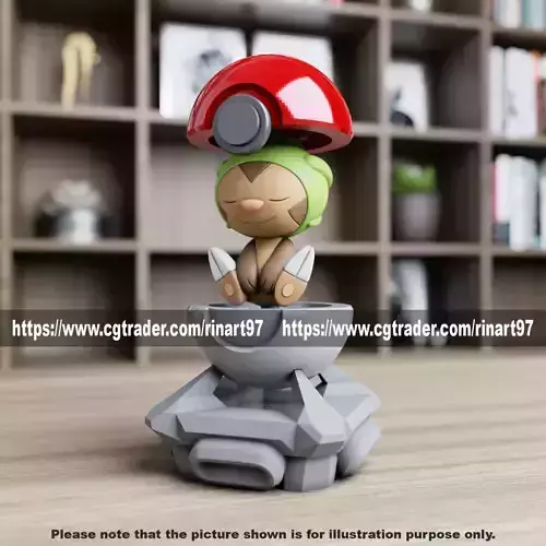 Chespin in the pokeball from Pokemon 3D print model
