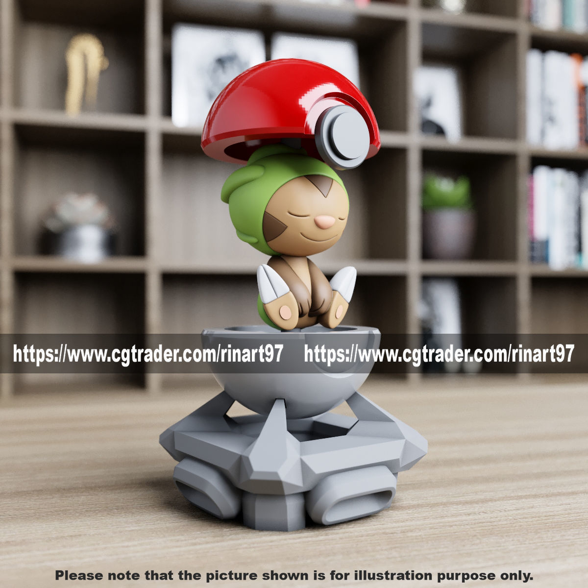 Chespin in the pokeball from Pokemon 3D print model_1