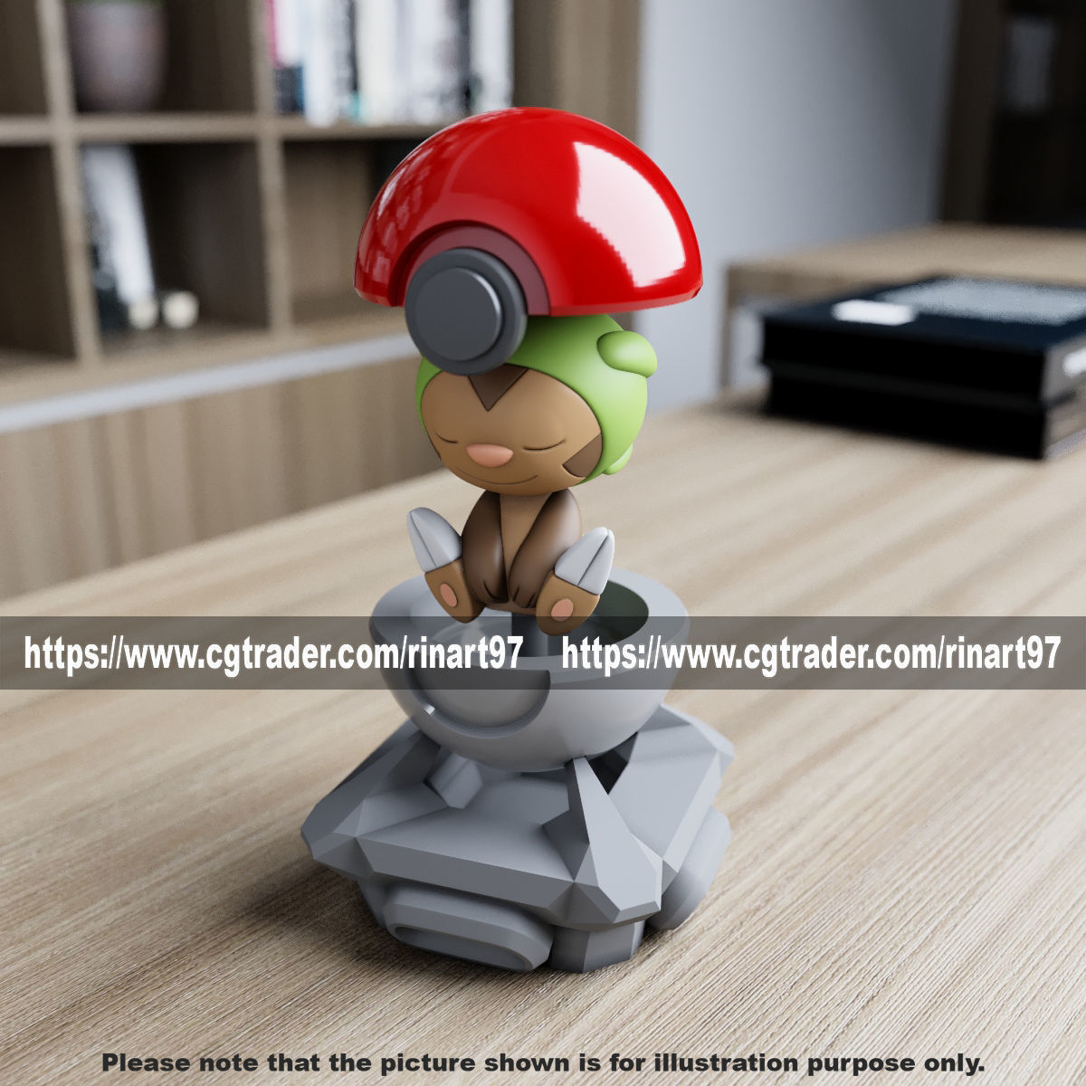 Chespin in the pokeball from Pokemon 3D print model_10