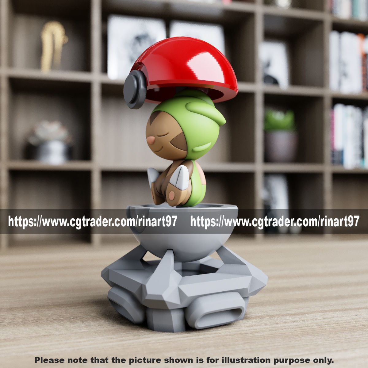 Chespin in the pokeball from Pokemon 3D print model_4