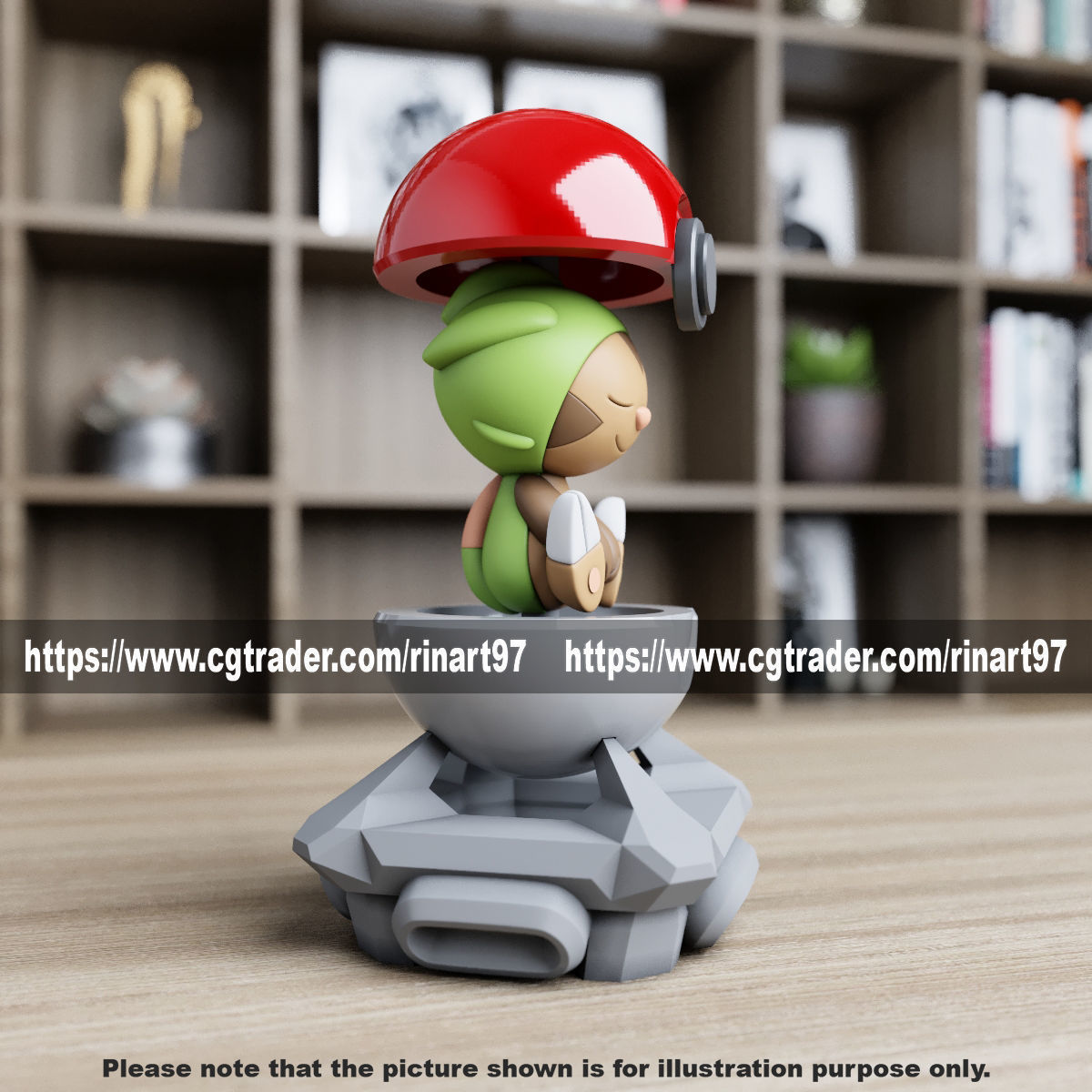 Chespin in the pokeball from Pokemon 3D print model_8