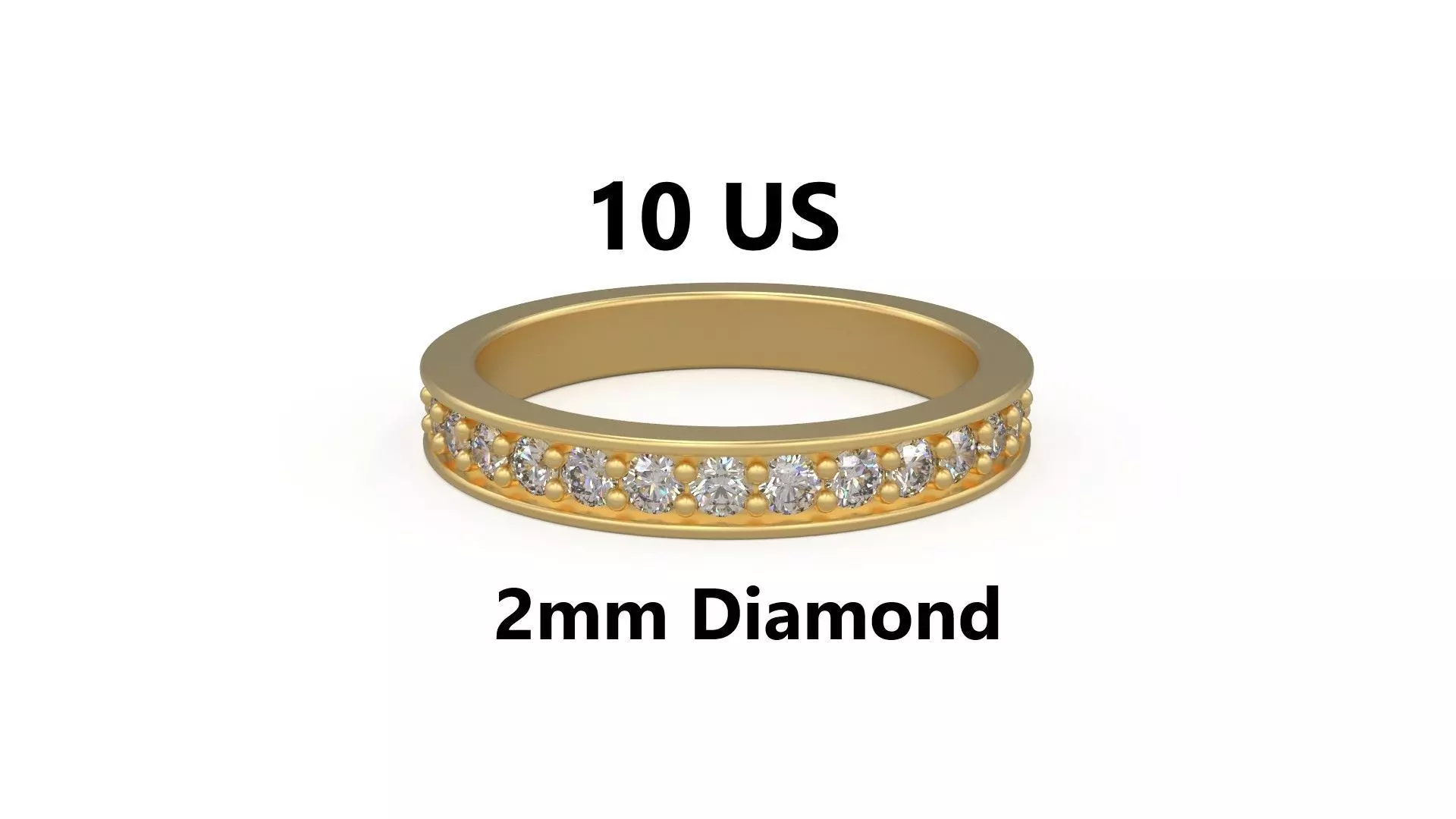 Model 1220 Eternity Diamond Band Ring 10 US Size 2mm Diamond 3D print model