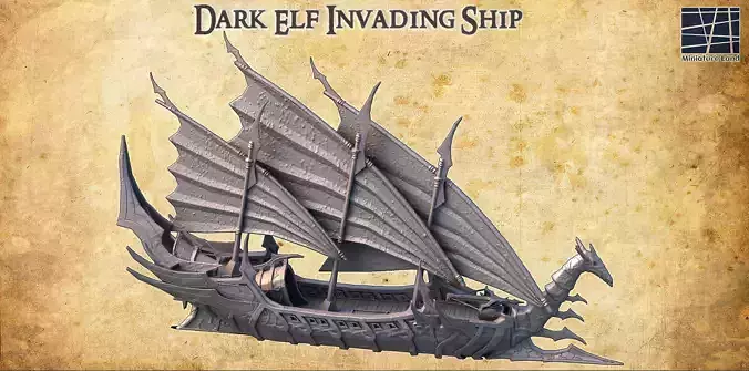 Dark Elf Invading Ship  Tabletop Terrain 28 MM