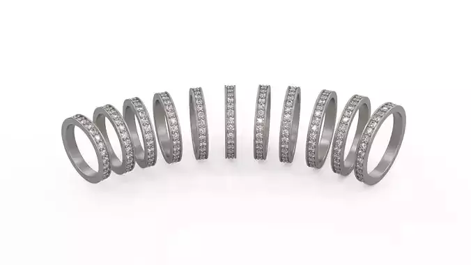Model 1221 Eternity Diamond Band Ring 5-10 US Size 2mm Diamond 3D print model
