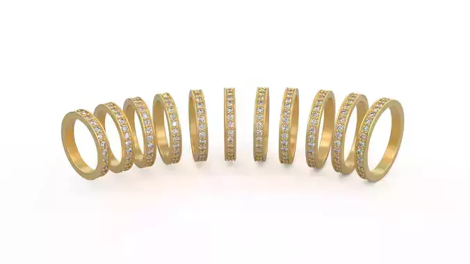 Eternity Diamond Wedding Band Ring 5-10 US Size 2mm Diamond 3D Model Collection