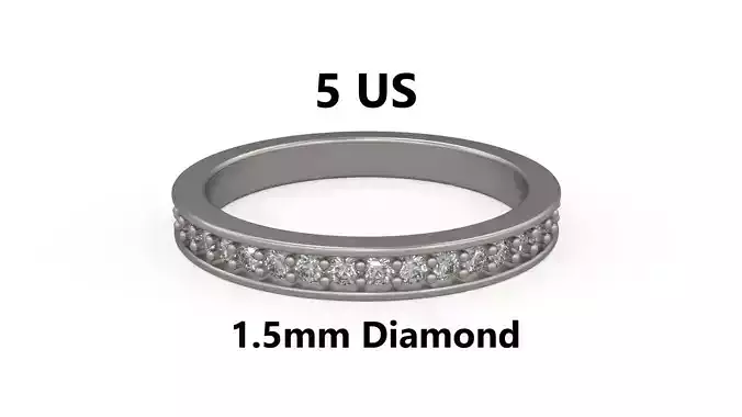 Model 1222 Eternity Band Ring 5 US Size 1point5mm Diamond 3D print model