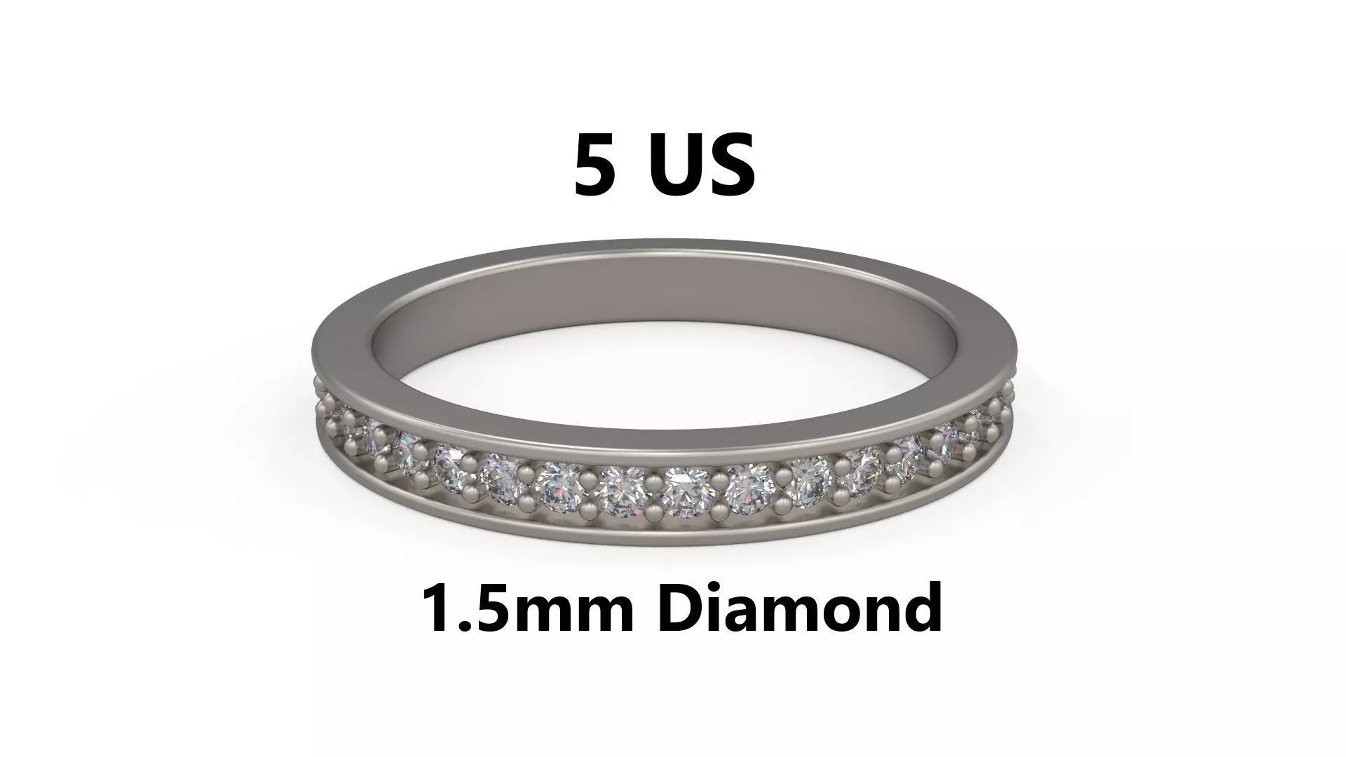 Model 1222 Eternity Band Ring 5 US Size 1point5mm Diamond 3D print model