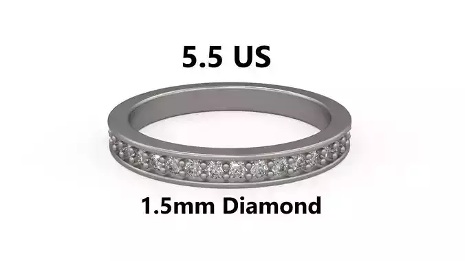 Model 1223 Eternity Band Ring 5 and half US Size 1pnt5mm Diamond 3D print model